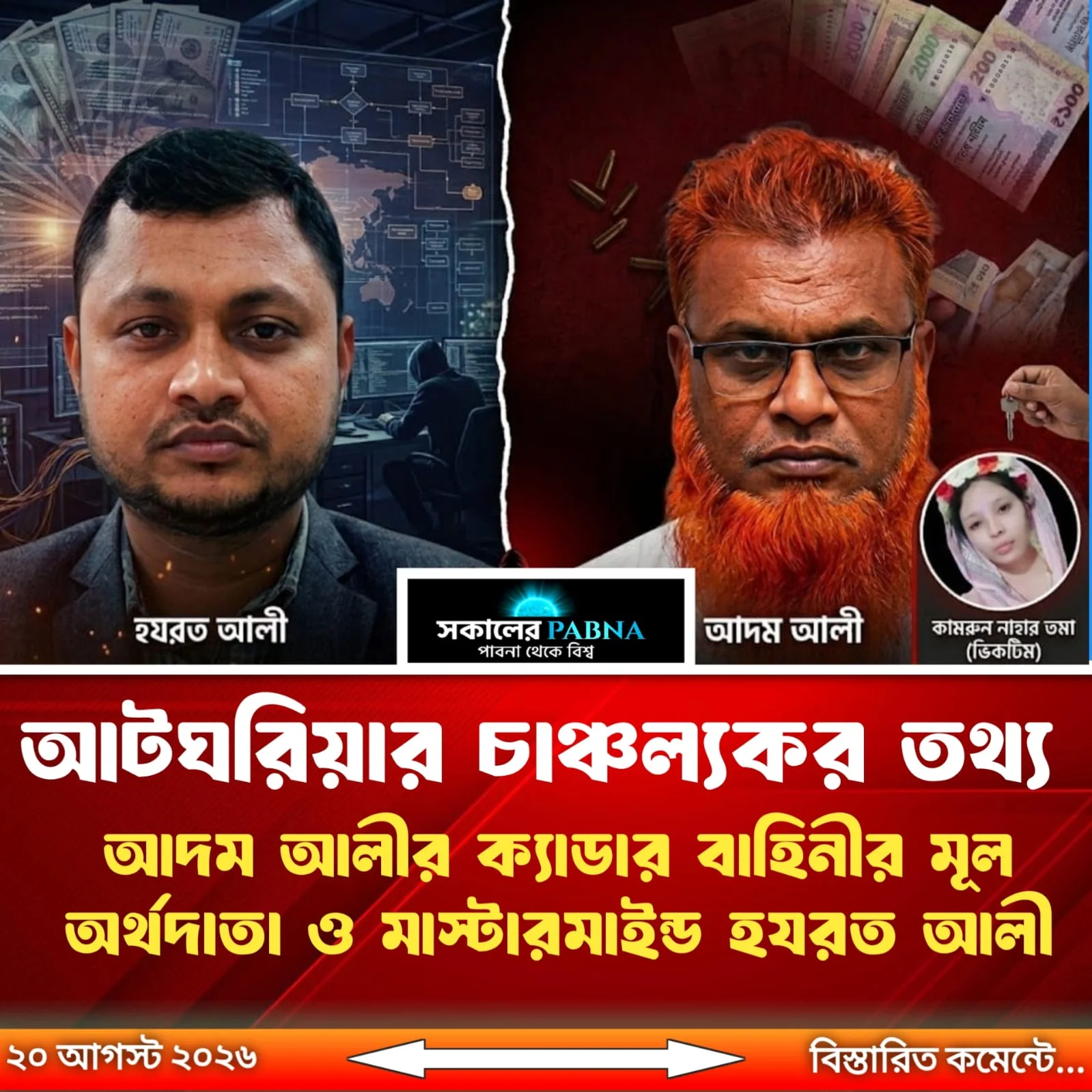 পাবনার আটঘড়িয়ায় চাঞ্চল্যকর তথ্য: আদম আলীর ক্যাডার বাহিনীর মূল অর্থদাতা ও মাস্টারমাইন্ড হযরত আলী!
