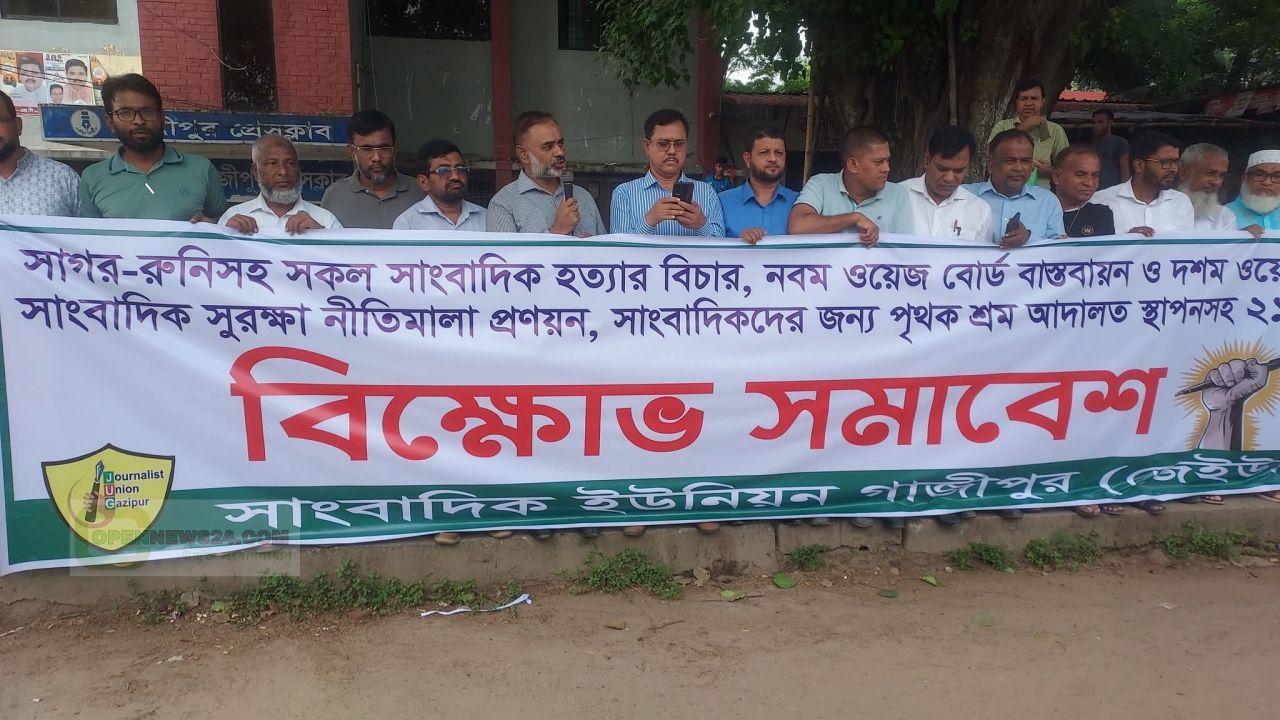 নো ওয়েজ বোর্ড নো মিডিয়া' - গাজীপুরে সাংবাদিক ইউনিয়নের ২১ দফা দাবিতে বিক্ষোভ