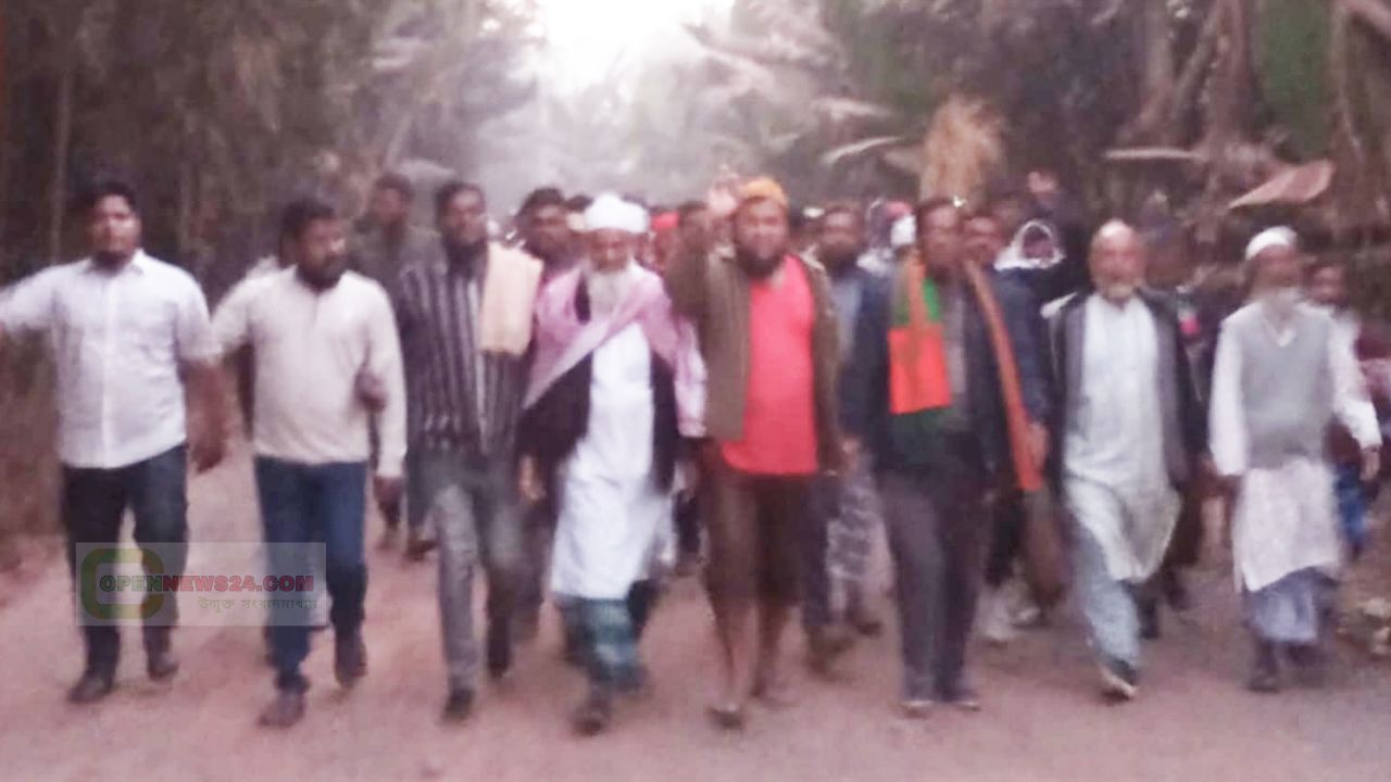 কালিয়ার পহরডাঙ্গায় বিশ্বাস জাহাঙ্গীর আলমের পক্ষে বিশাল নির্বাচনী মিছিল