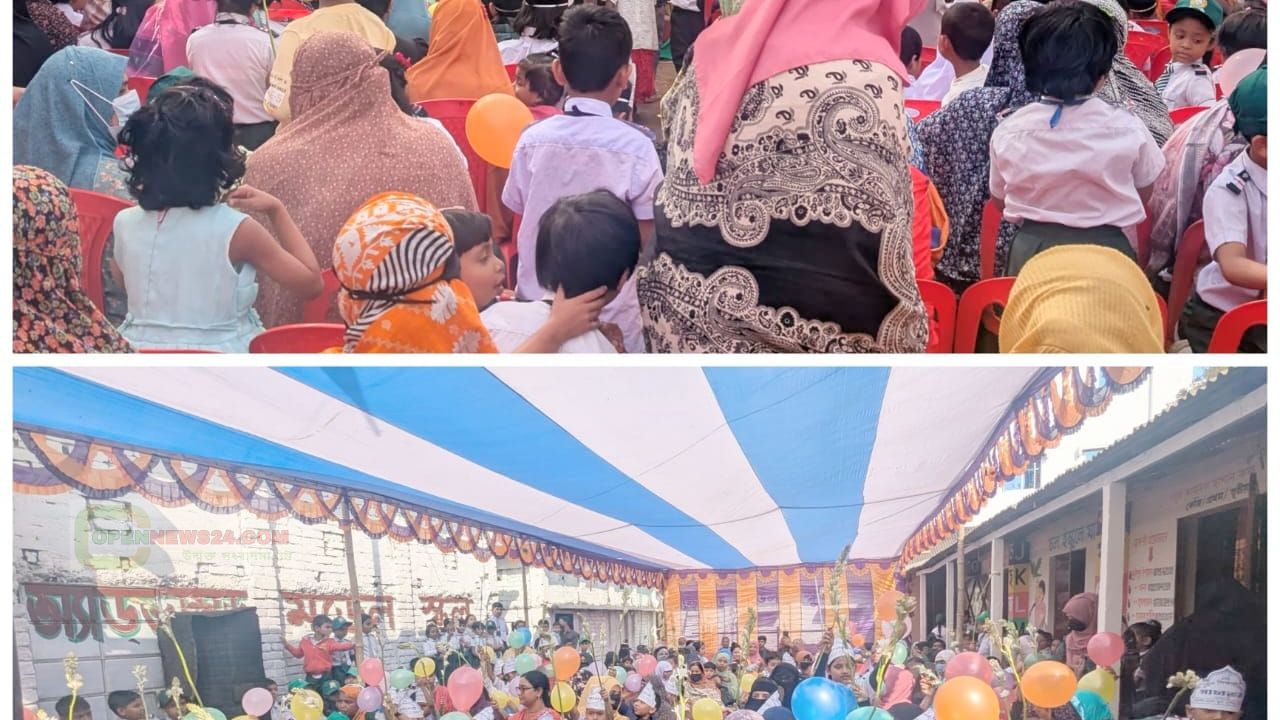 নেত্রকোনা দুর্গাপুরে অ্যাডভান্সড মডেল স্কুলে বর্ণাঢ্য আয়োজনে নবীন বরণ