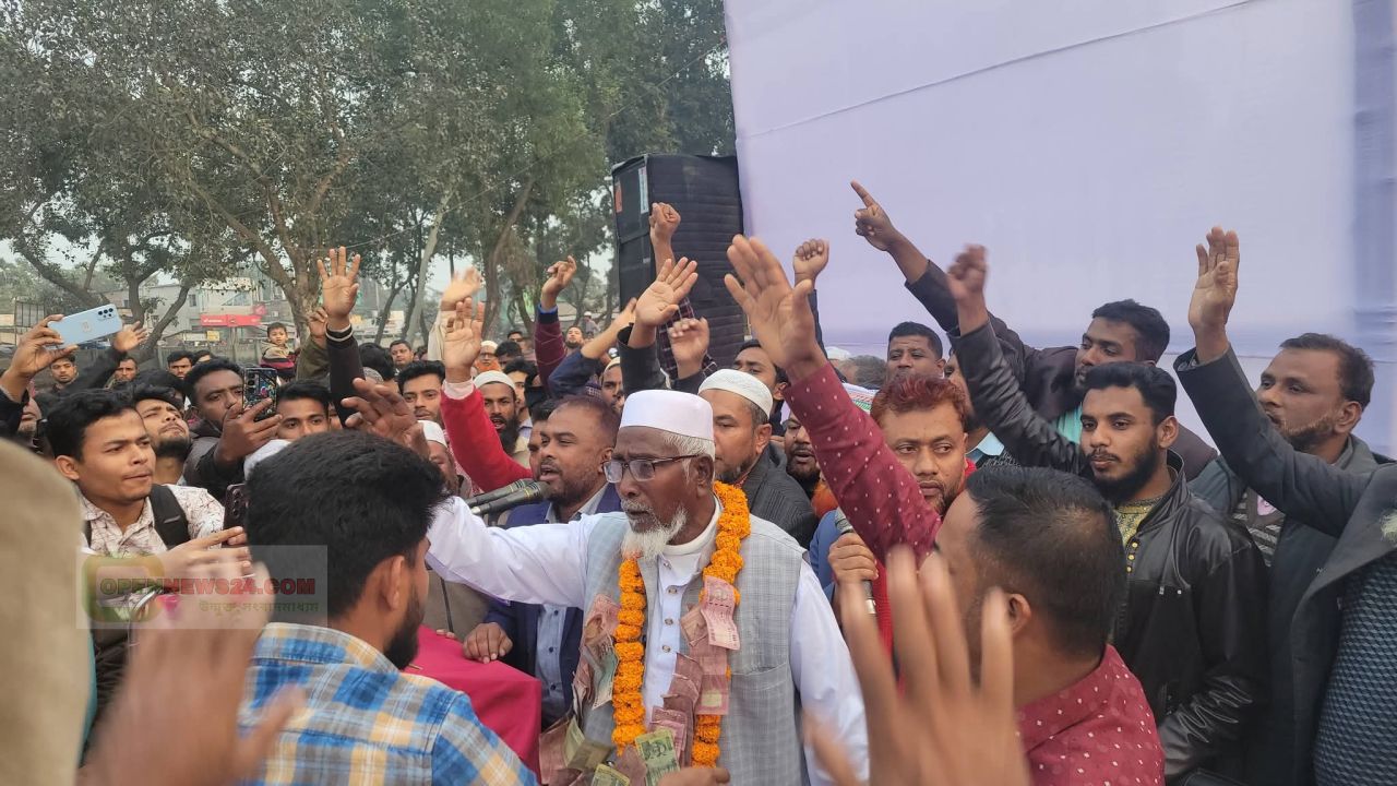 ঠাকুরগাঁও-৩ আসনে জামায়াত প্রার্থীকে অভিনব সংবর্ধনা